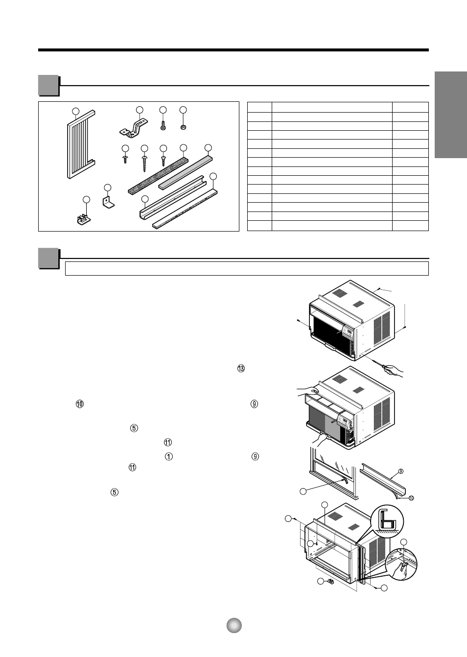 Installation kit contents, Suggested tool requirements, English | Preparation of chassis | Friedrich CP12 User Manual | Page 12 / 58