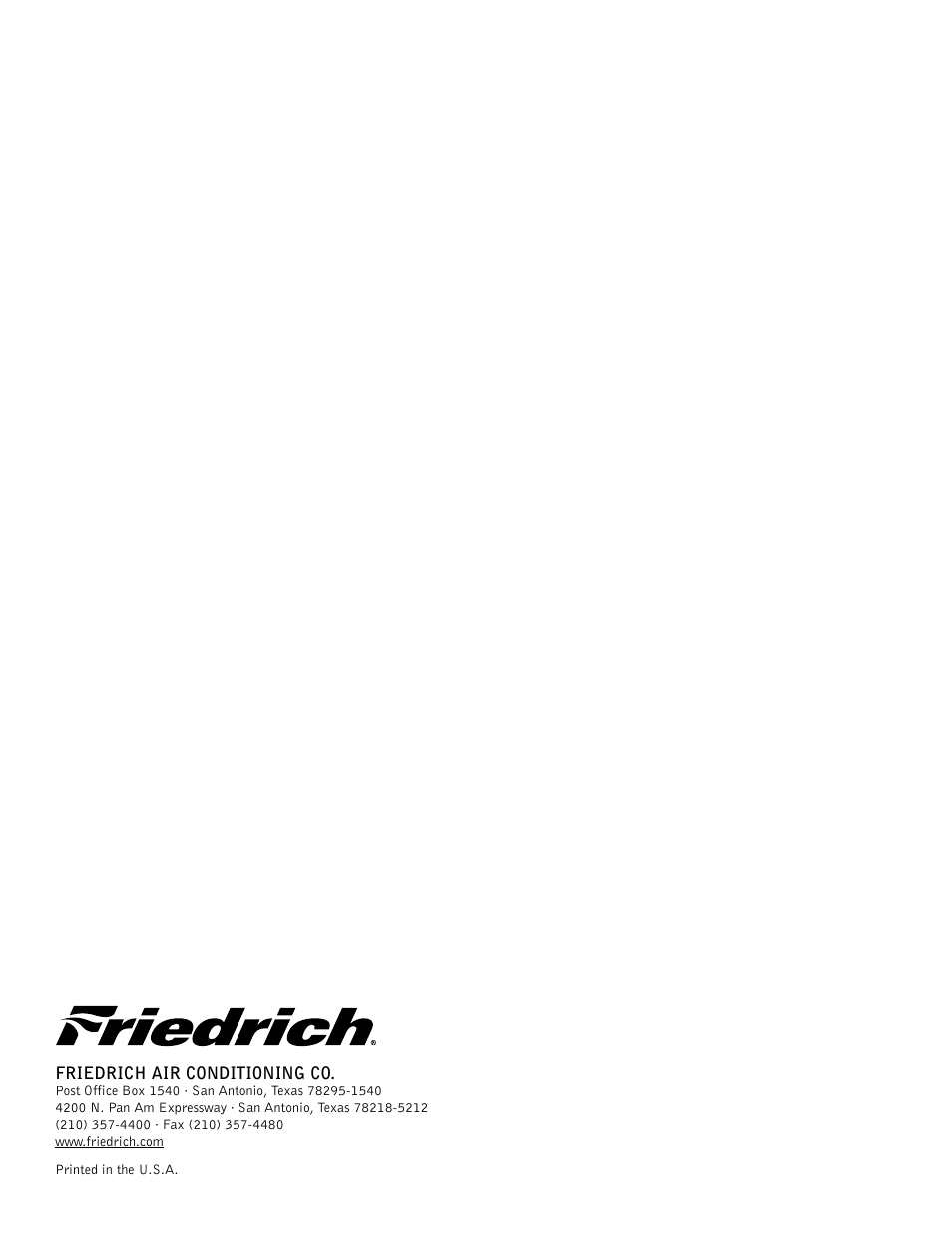 Use factory certifi ed parts | Friedrich 000 BTU/H User Manual | Page 8 / 8