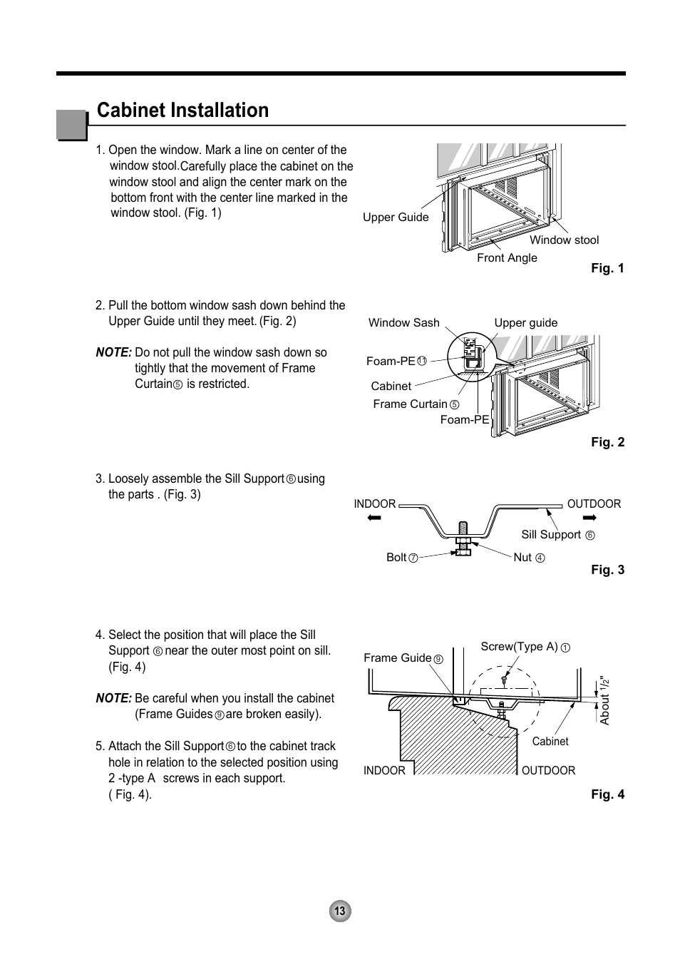 Cabinet installation | Friedrich CP10 User Manual | Page 14 / 61