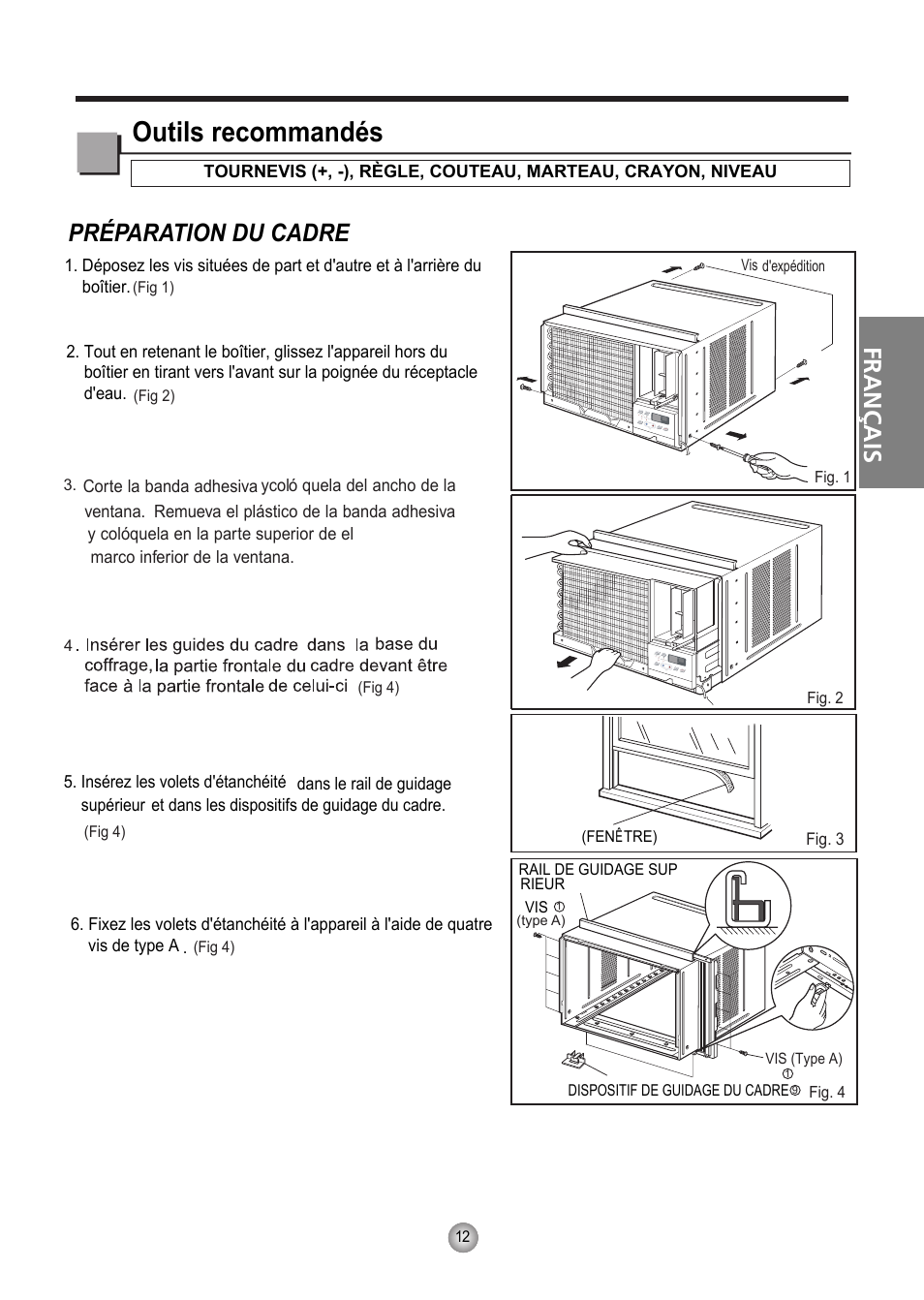 Outils recommandés, Préparation du cadre, Français | Friedrich CP10 User Manual | Page 34 / 61