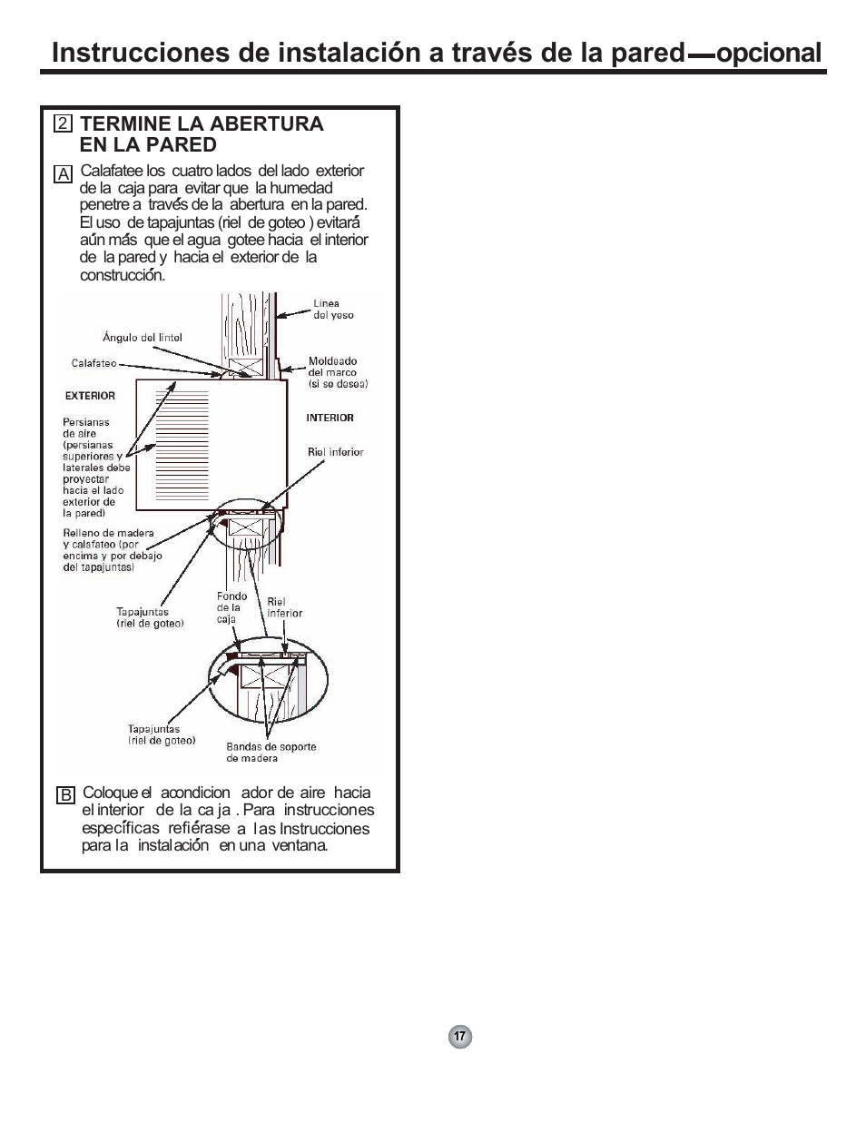 Termine la abertura en la pared | Friedrich CP10 User Manual | Page 58 / 61