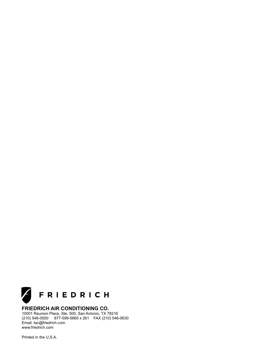 Friedrich MR18Y3H User Manual | Page 29 / 29