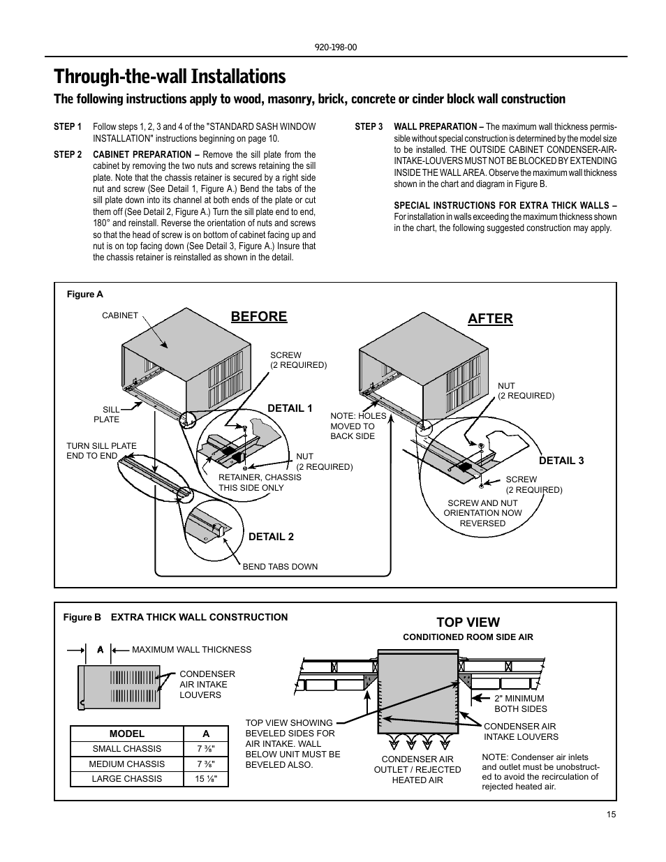 Through-the-wall installations, Before after, Top view | Friedrich KM24 User Manual | Page 15 / 56