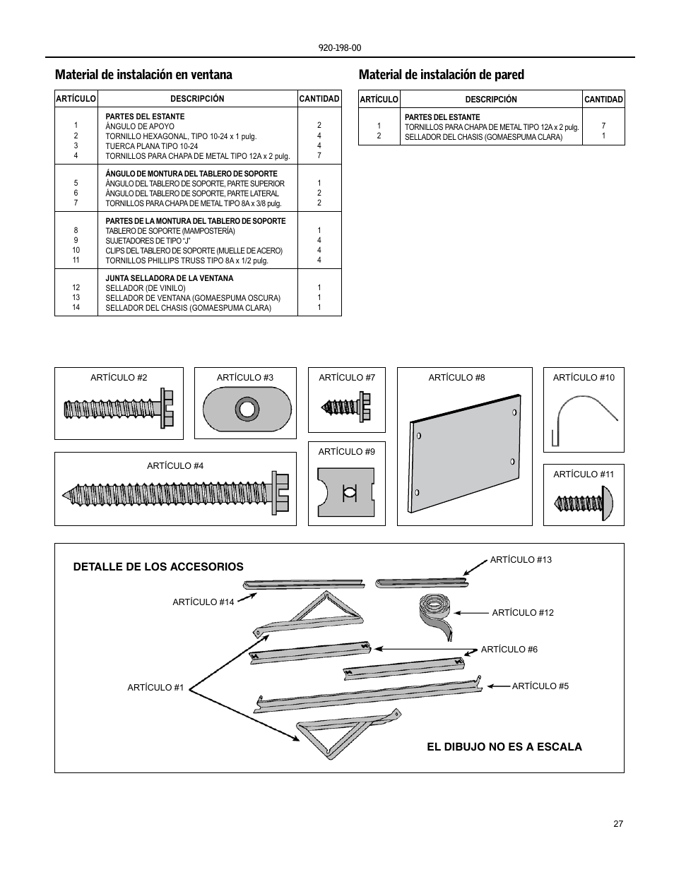 Material de instalación en ventana, Material de instalación de pared | Friedrich KM24 User Manual | Page 27 / 56