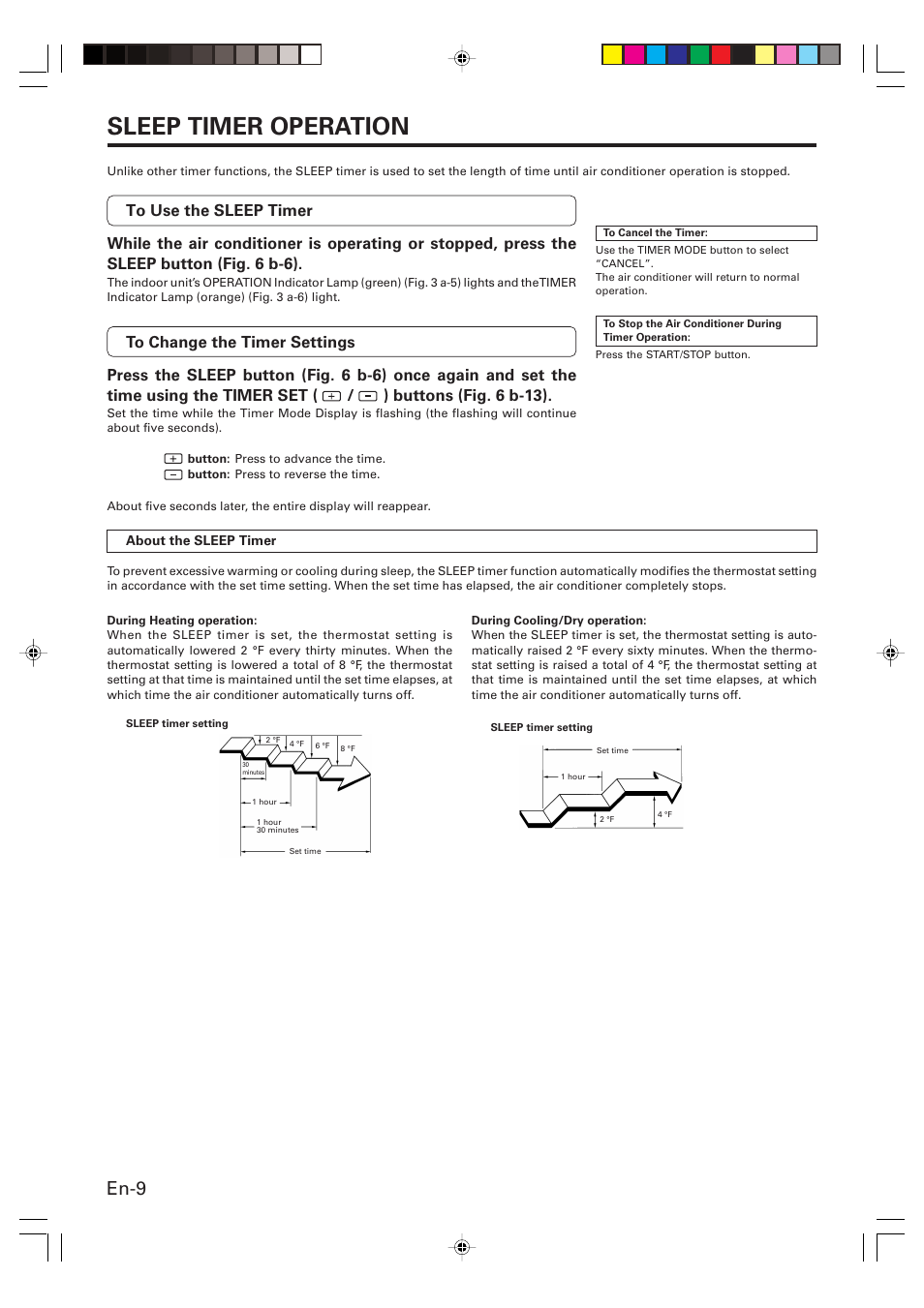 Sleep timer operation, En-9 | Friedrich MW12Y3H User Manual | Page 10 / 18