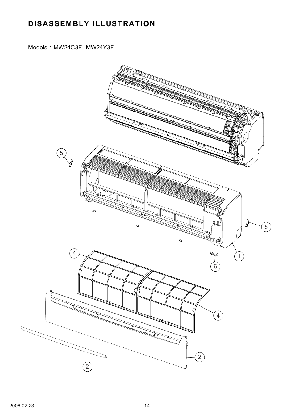 Disassembly illustration | Friedrich MW24C3F User Manual | Page 15 / 24