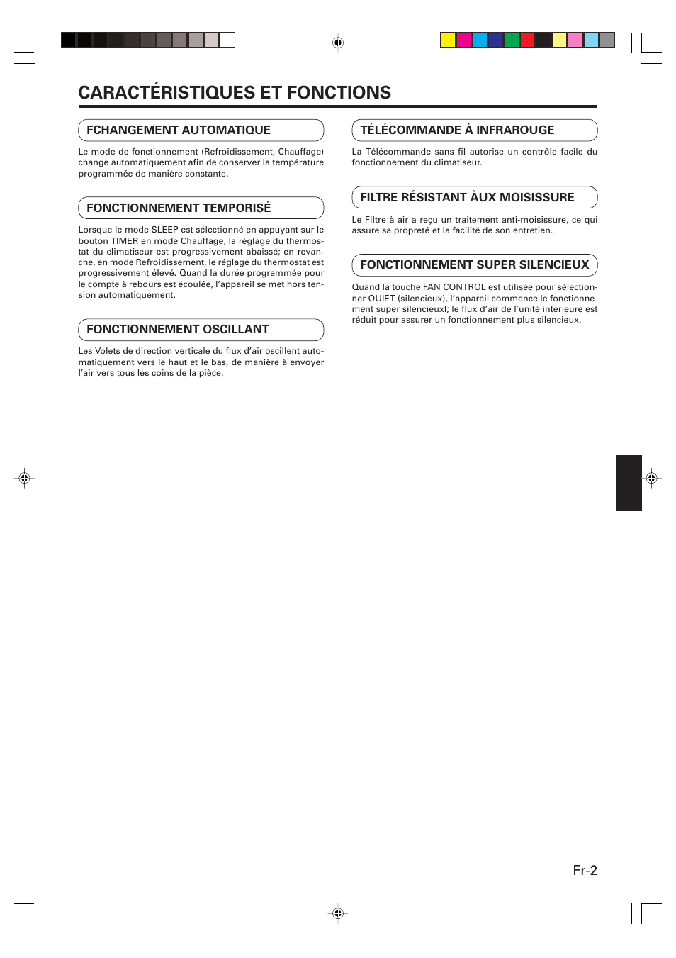 Caractéristiques et fonctions, Fr-2 | Friedrich MW09Y1F User Manual | Page 17 / 46