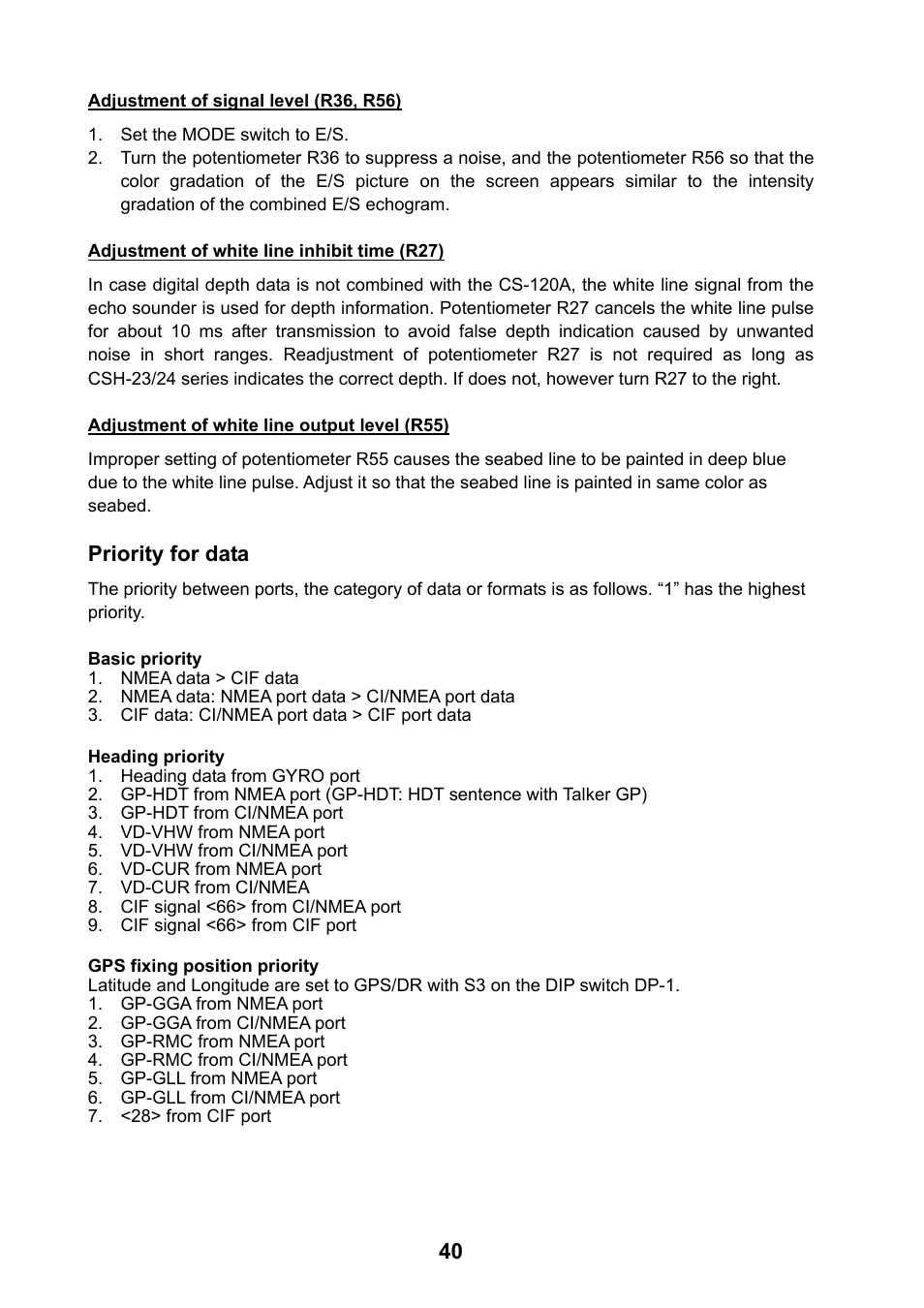 Priority for data | Furuno CSH-24F User Manual | Page 45 / 98