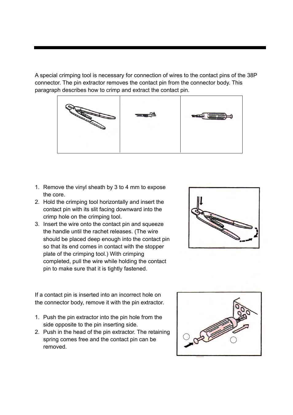 Wiring, 1 how to use the crimping tool, pin extractor | Furuno FSV-30S User Manual | Page 23 / 80