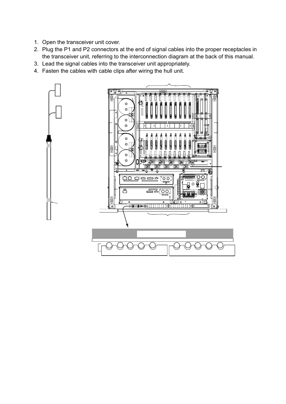 Transceiver unit, top view, Cable clip | Furuno FSV-30S User Manual | Page 35 / 80