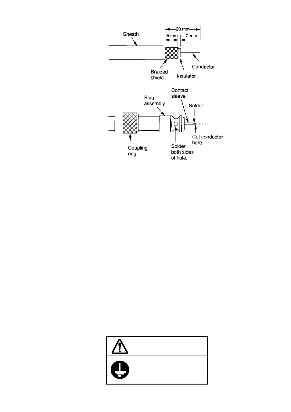 Connection of ch70 rx antenna, Connection of handset, Grounding the transceiver unit | Caution | Furuno FM-8700 User Manual | Page 16 / 46