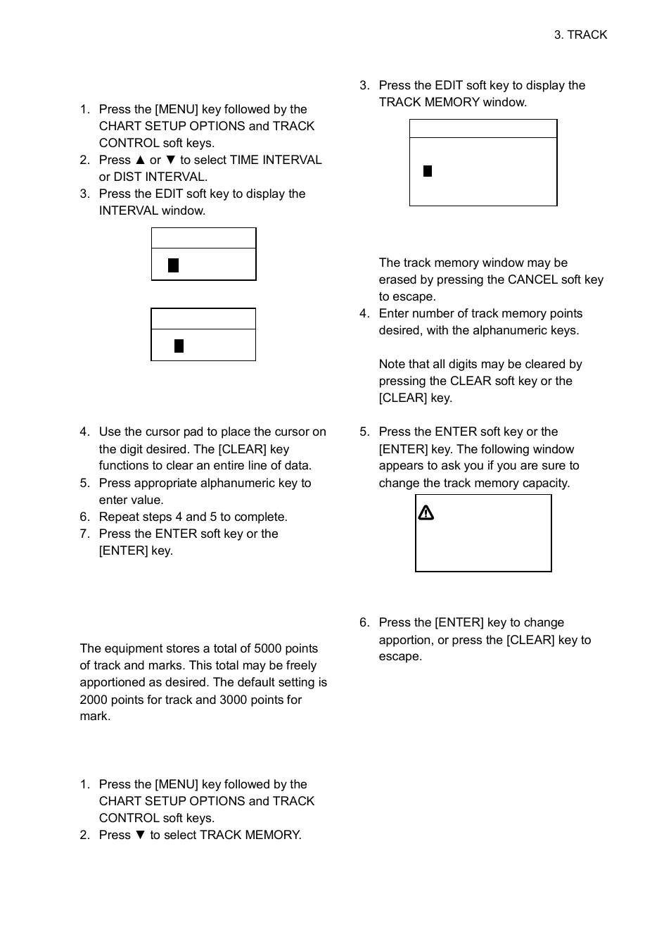 5 changing track memory capacity, 01 m 00 s, 10 nm | Furuno GP-1650WD User Manual | Page 27 / 96