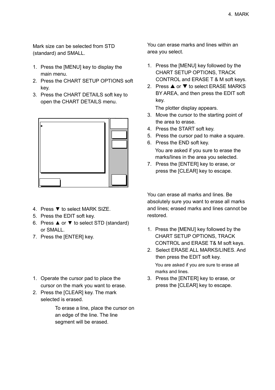 3 changing mark size, 4 erasing marks | Furuno GP-1650WD User Manual | Page 31 / 96