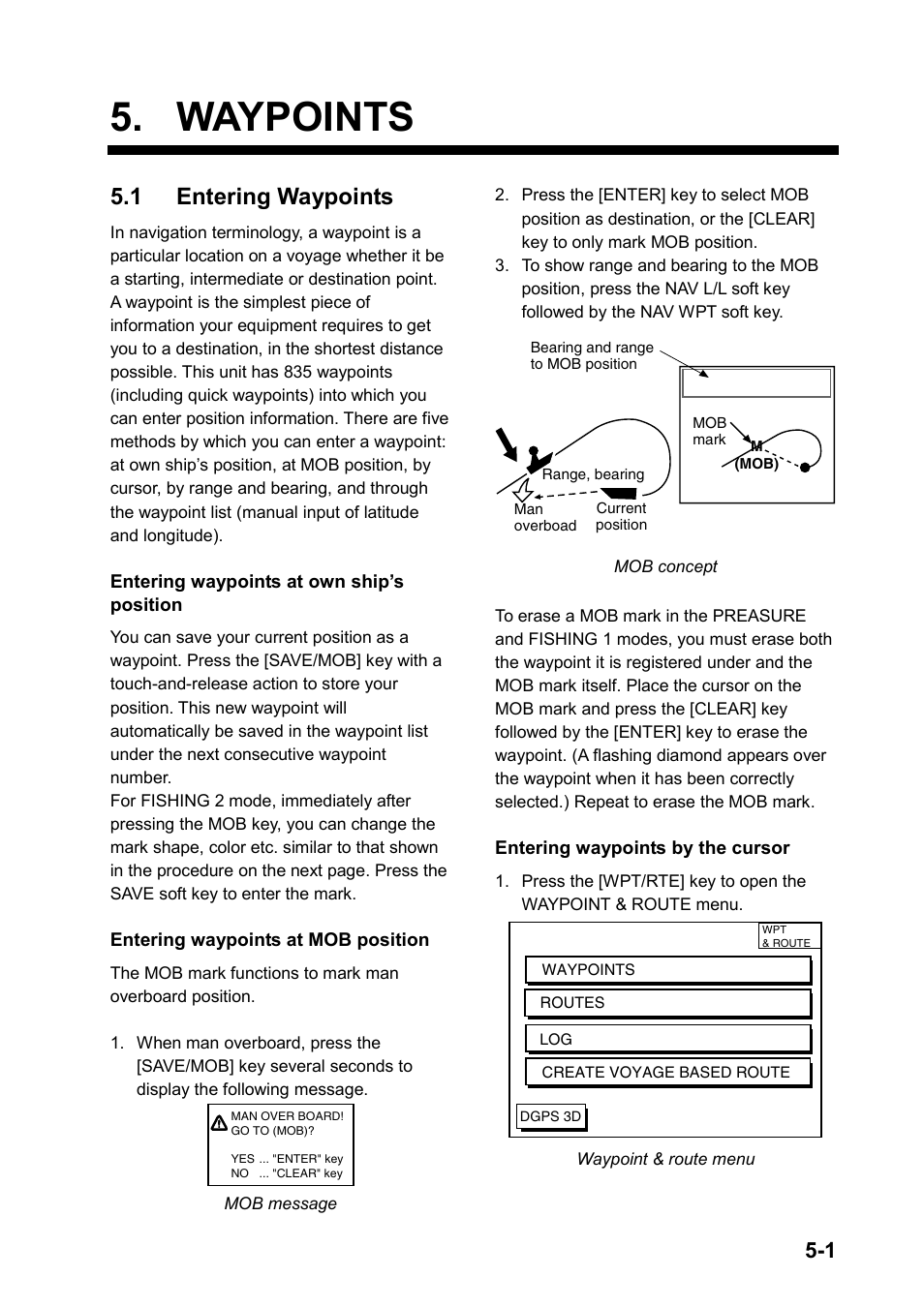 Waypoints, 1 entering waypoints | Furuno GP-1650WD User Manual | Page 33 / 96