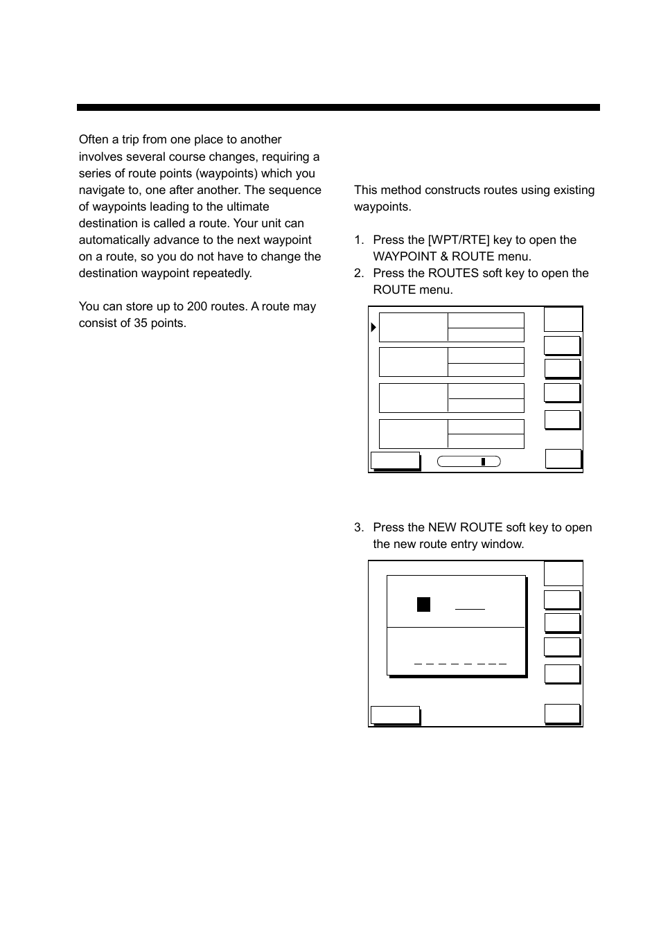 Routes, 1 entering routes, Entering routes through the route list | Fish01 | Furuno GP-1650WD User Manual | Page 39 / 96