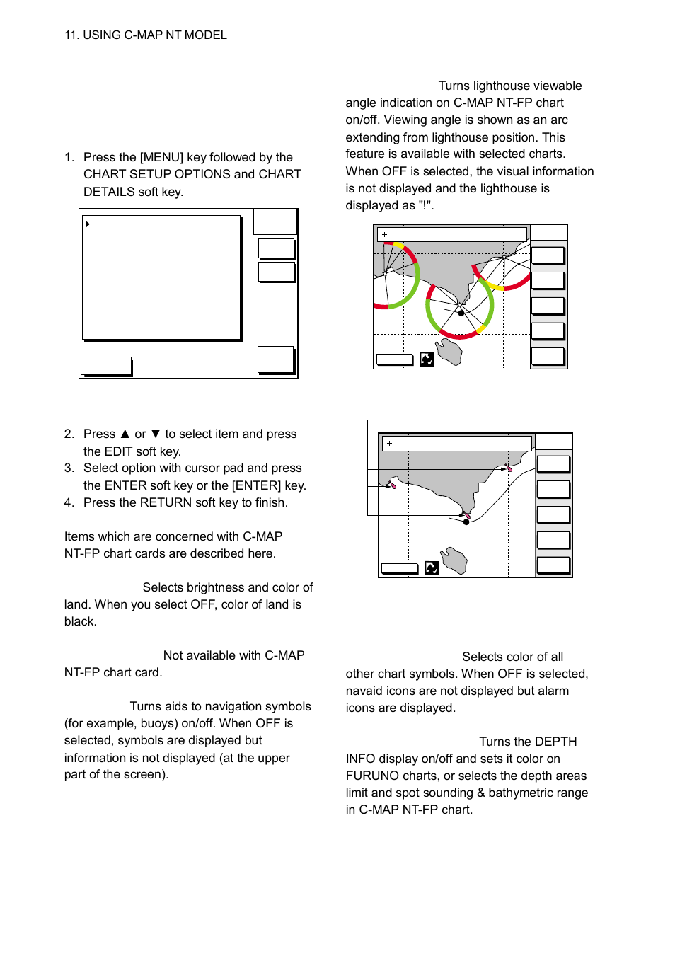 5 setting chart setup options, Chart details menu, Lighthouse | Furuno GP-1650WD User Manual | Page 76 / 96