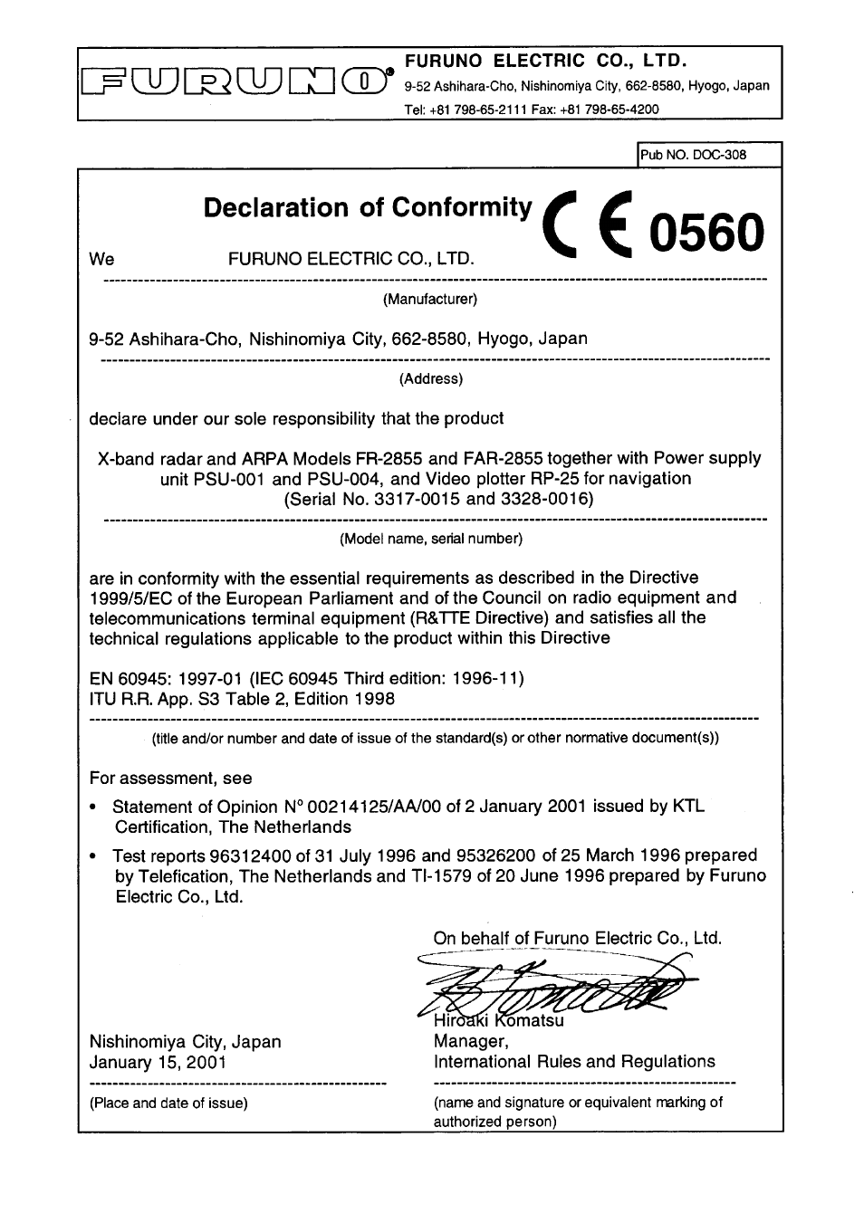 Furuno FR-2805 Series User Manual | Page 167 / 169