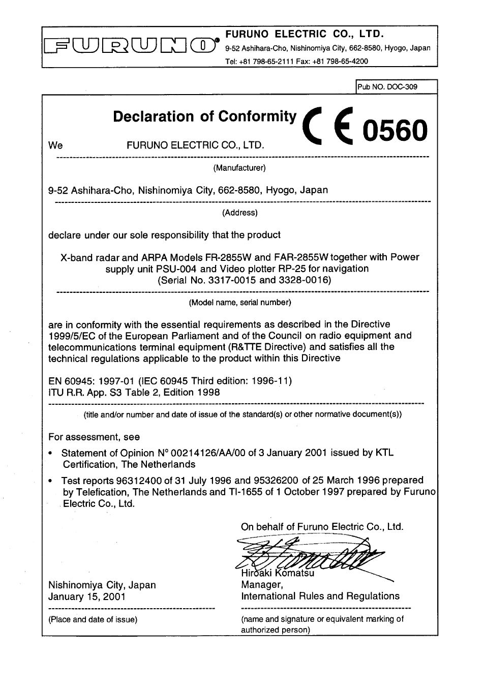 Furuno FR-2805 Series User Manual | Page 168 / 169