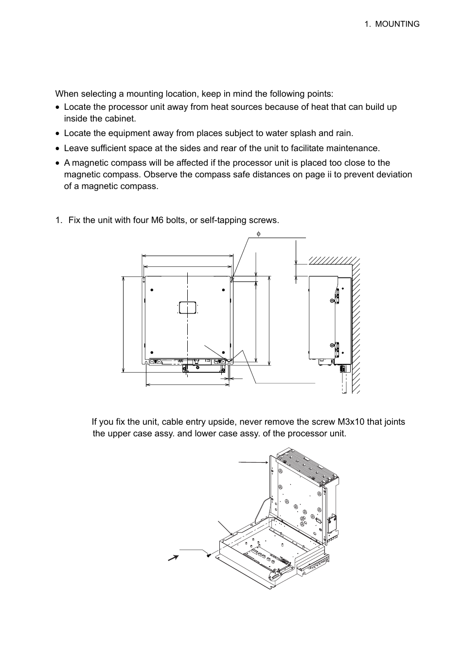 4 processor unit, Mounting considerations, Mounting procedure | Furuno 2127 User Manual | Page 23 / 136