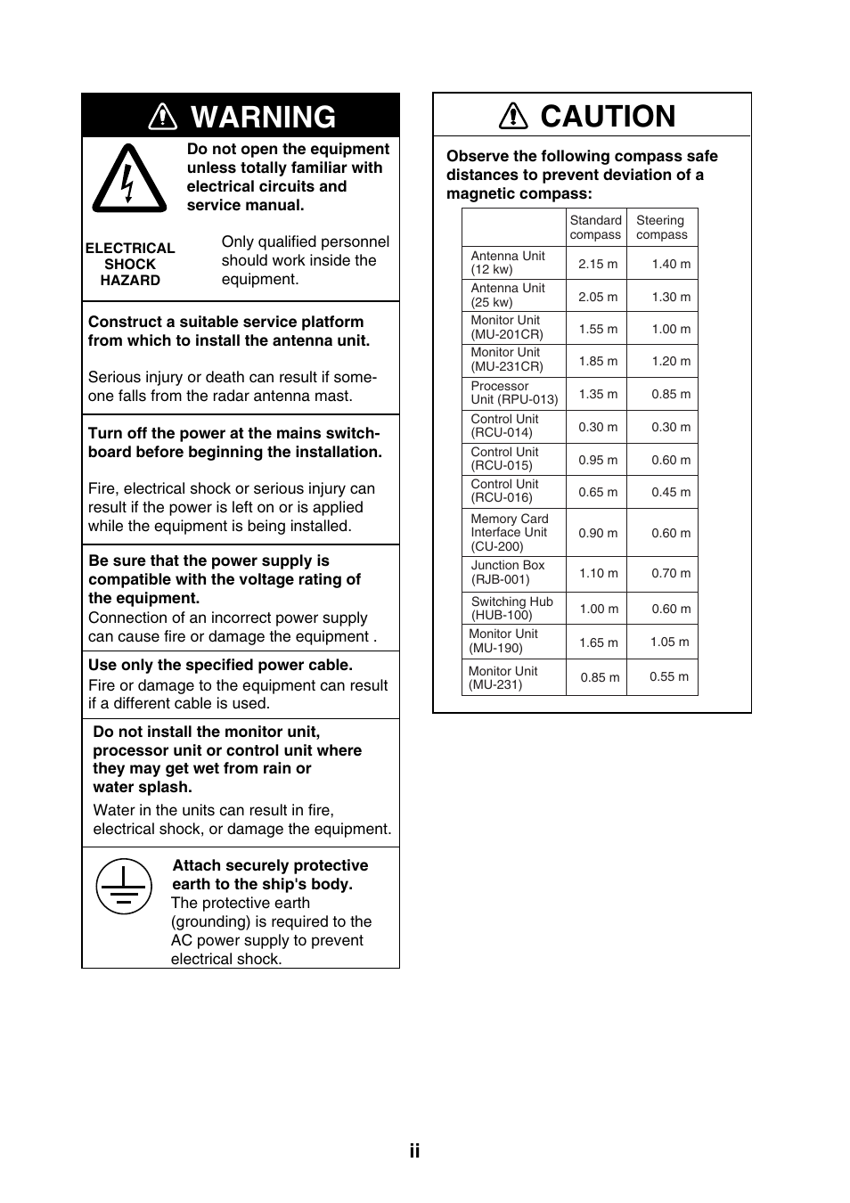 Caution, Warning | Furuno 2127 User Manual | Page 4 / 136