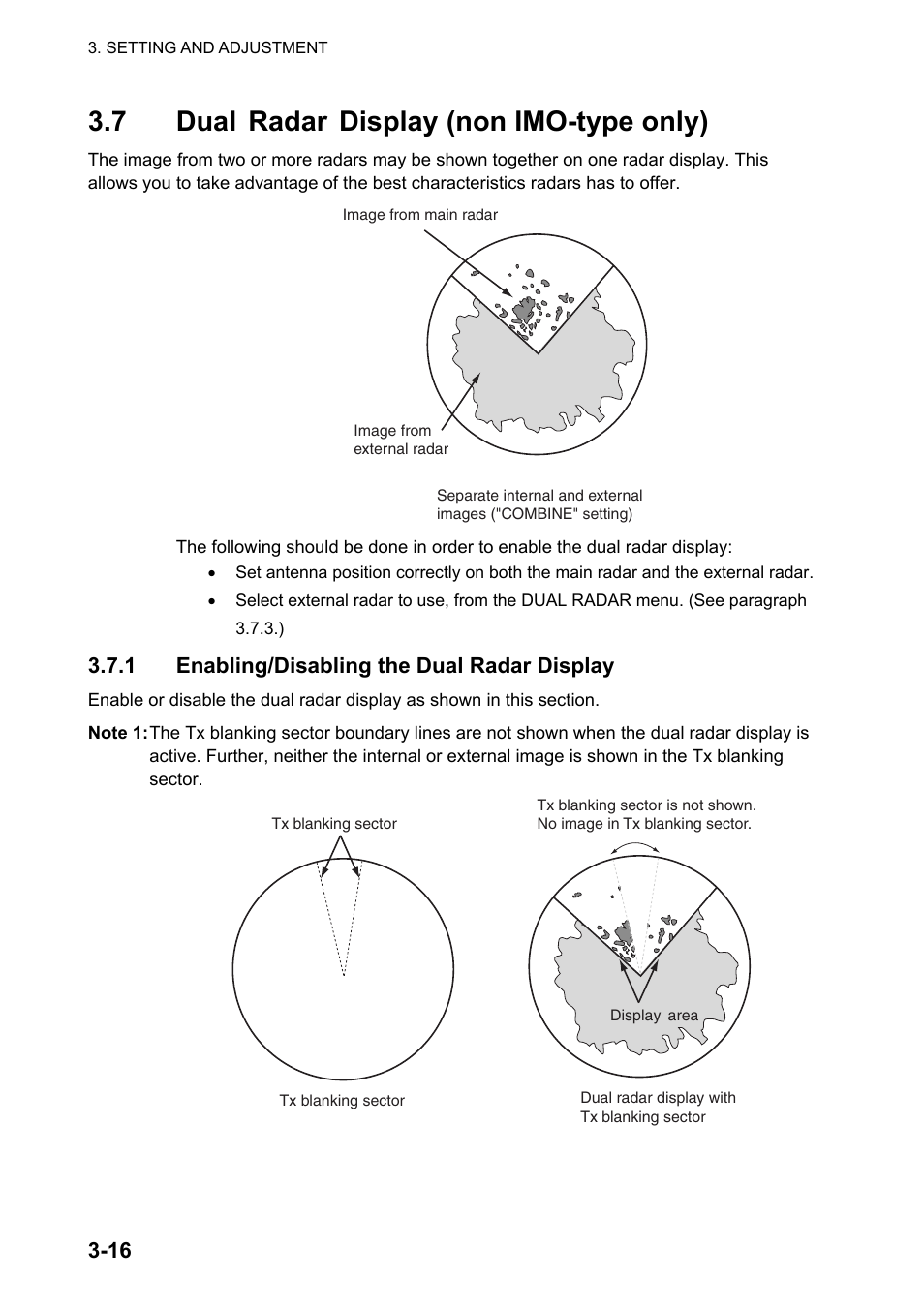 7 dual radar display (non imo-type only), 7 dual, Radar | Display (non imo-type only) | Furuno 2127 User Manual | Page 54 / 136