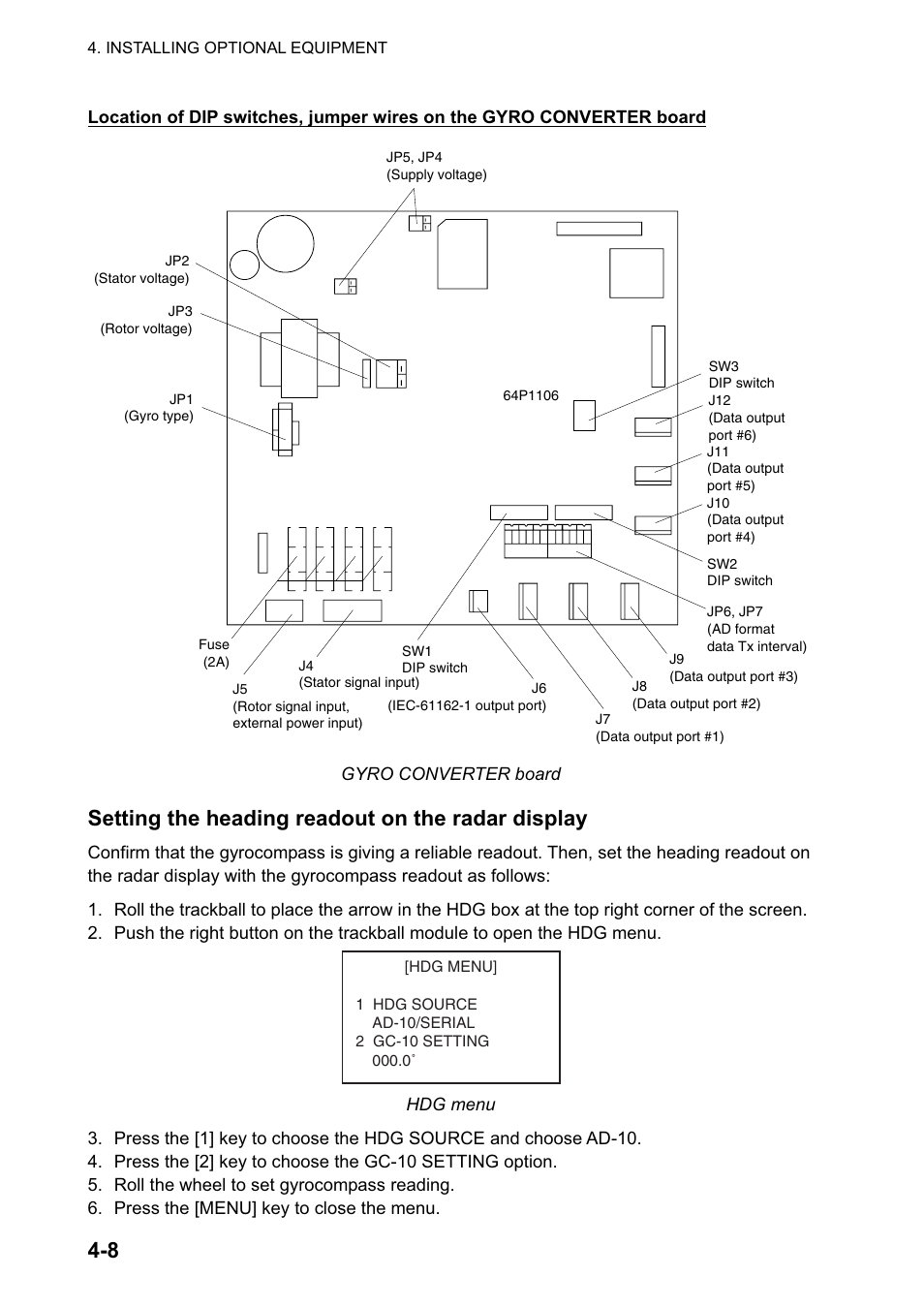 Setting the heading readout on the radar display | Furuno 2127 User Manual | Page 68 / 136