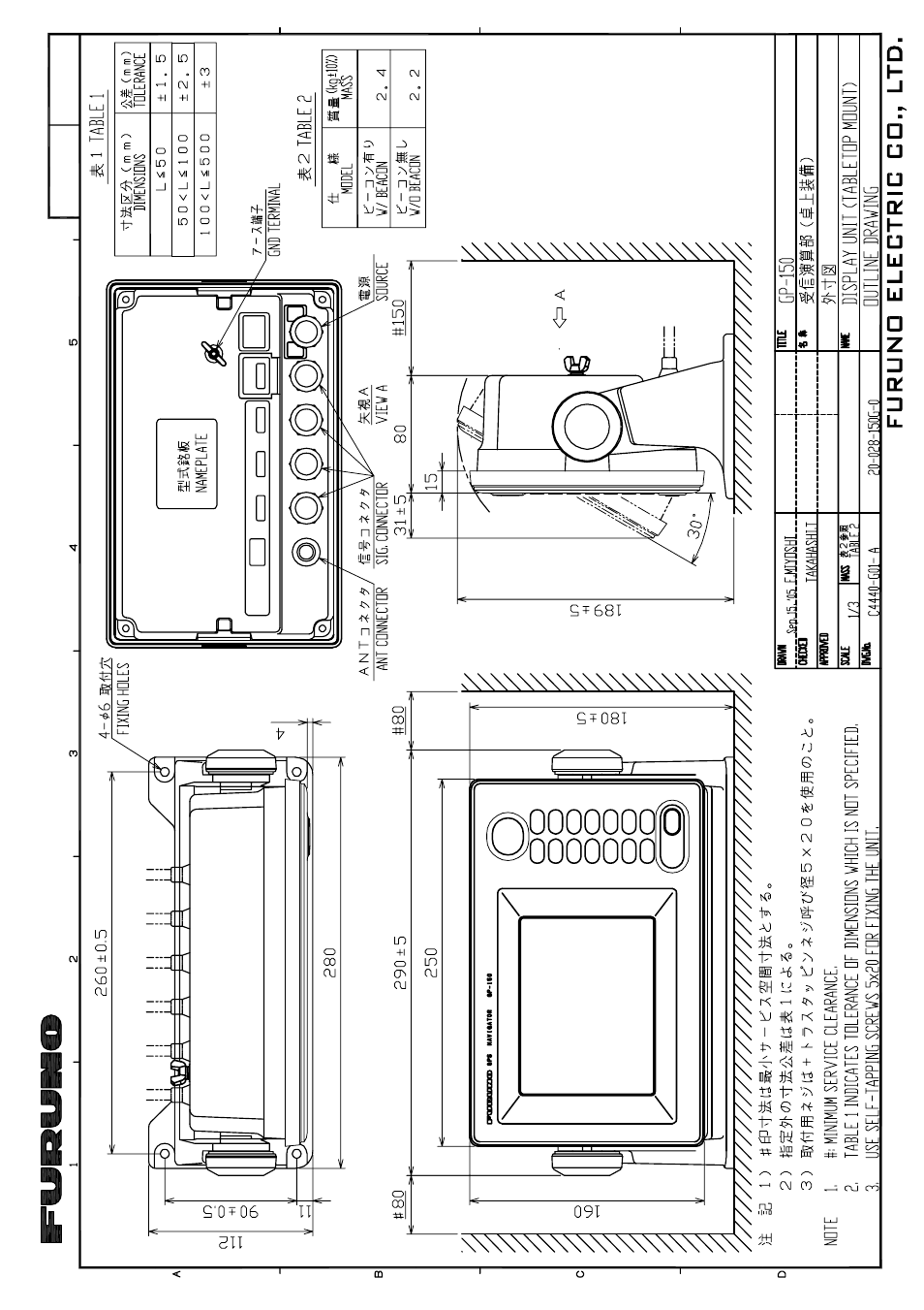 Outline drawings | Furuno DUAL GPS GP-150-DUAL User Manual | Page 117 / 130