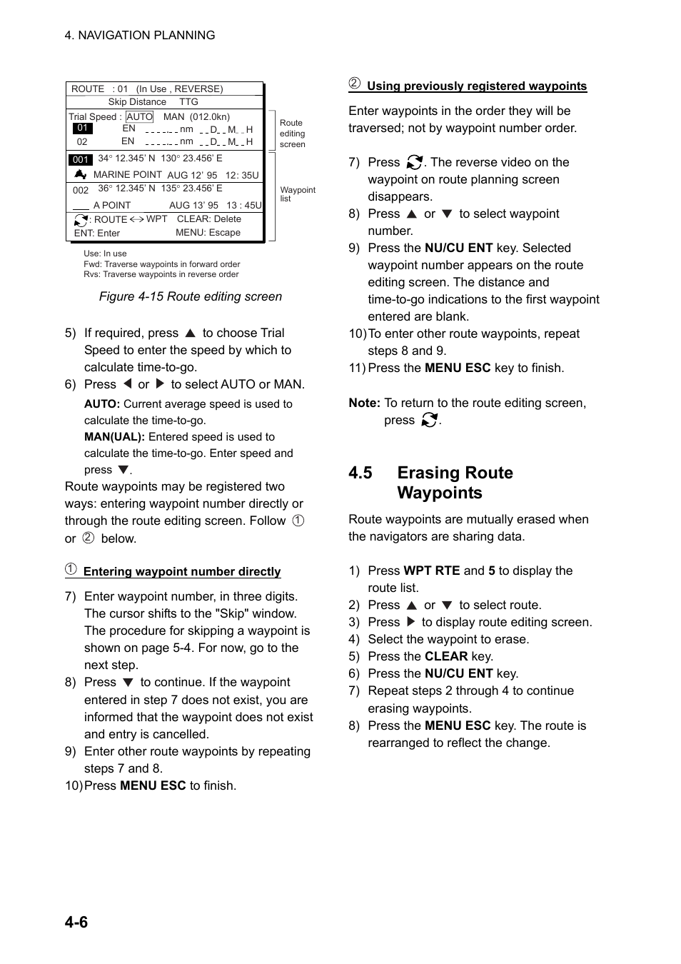 5 erasing route waypoints | Furuno DUAL GPS GP-150-DUAL User Manual | Page 34 / 130