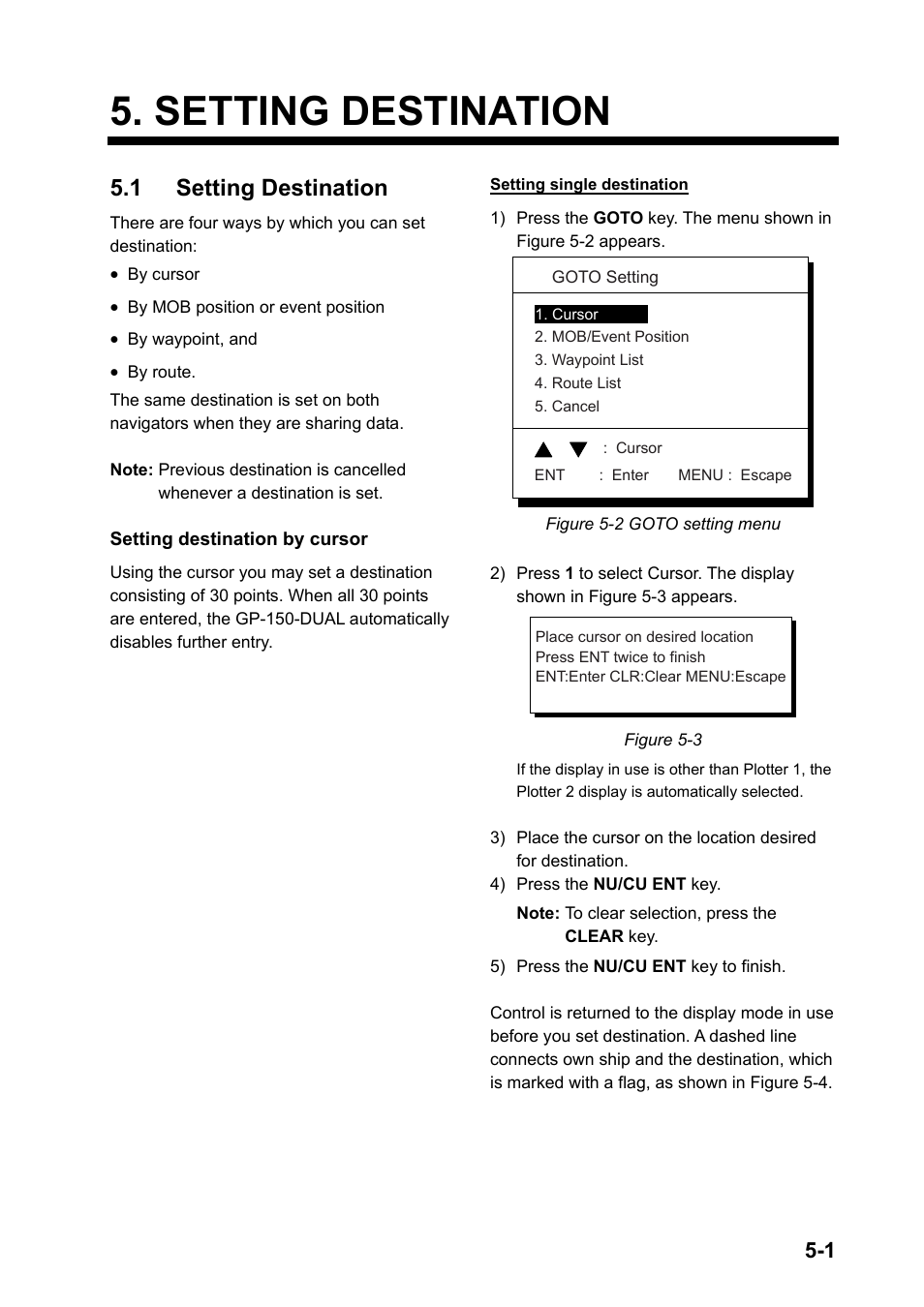 Setting destination, 1 setting destination | Furuno DUAL GPS GP-150-DUAL User Manual | Page 37 / 130