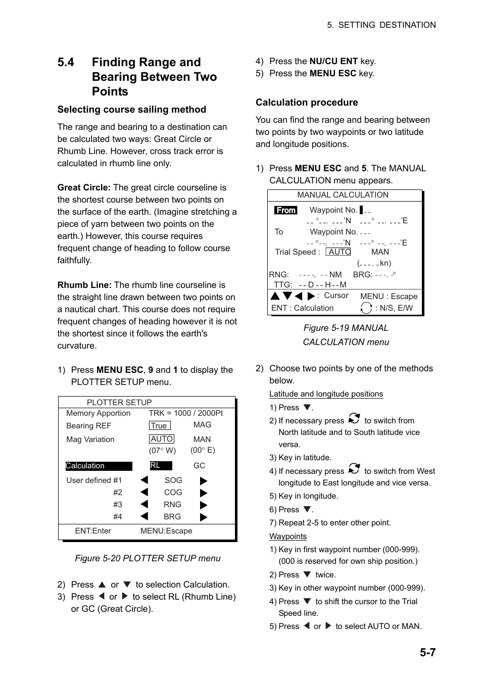 4 finding range and bearing between two points | Furuno DUAL GPS GP-150-DUAL User Manual | Page 43 / 130