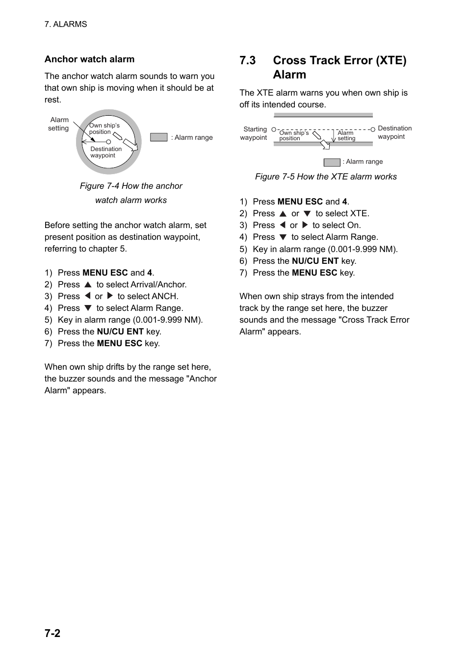 3 cross track error (xte) alarm, Anchor watch alarm | Furuno DUAL GPS GP-150-DUAL User Manual | Page 50 / 130