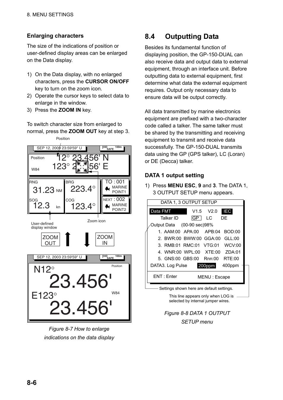 4 outputting data, E123 | Furuno DUAL GPS GP-150-DUAL User Manual | Page 58 / 130