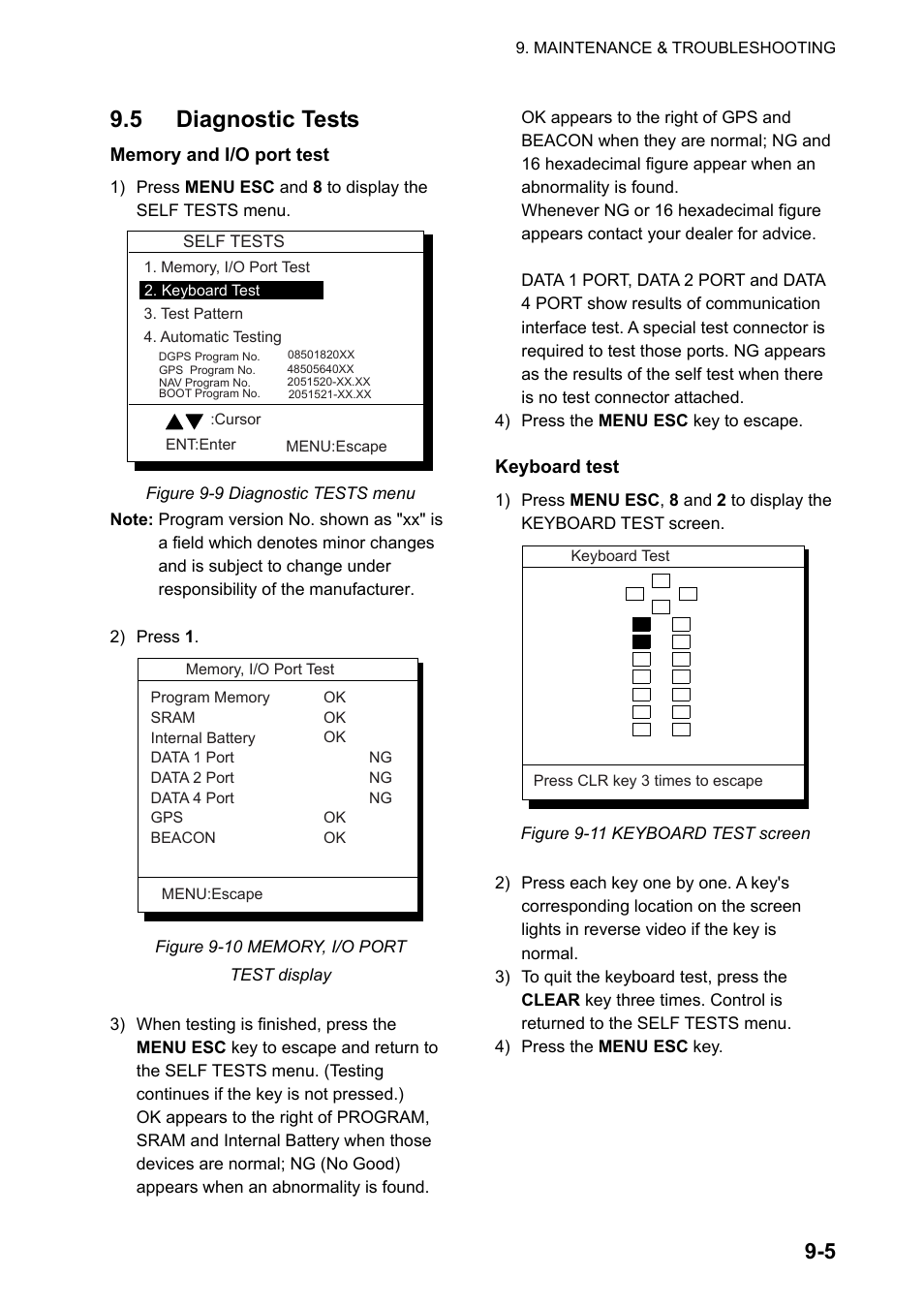5 diagnostic tests | Furuno DUAL GPS GP-150-DUAL User Manual | Page 71 / 130
