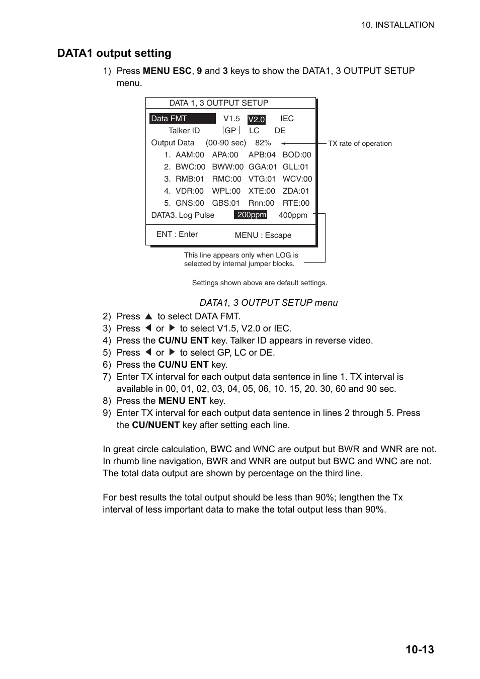13 data1 output setting | Furuno DUAL GPS GP-150-DUAL User Manual | Page 85 / 130