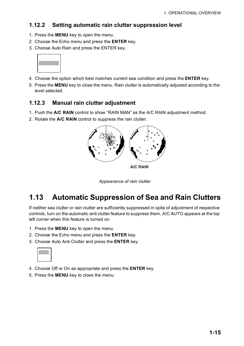 13 automatic suppression of sea and rain clutters | Furuno FR-8122 EU User Manual | Page 26 / 120