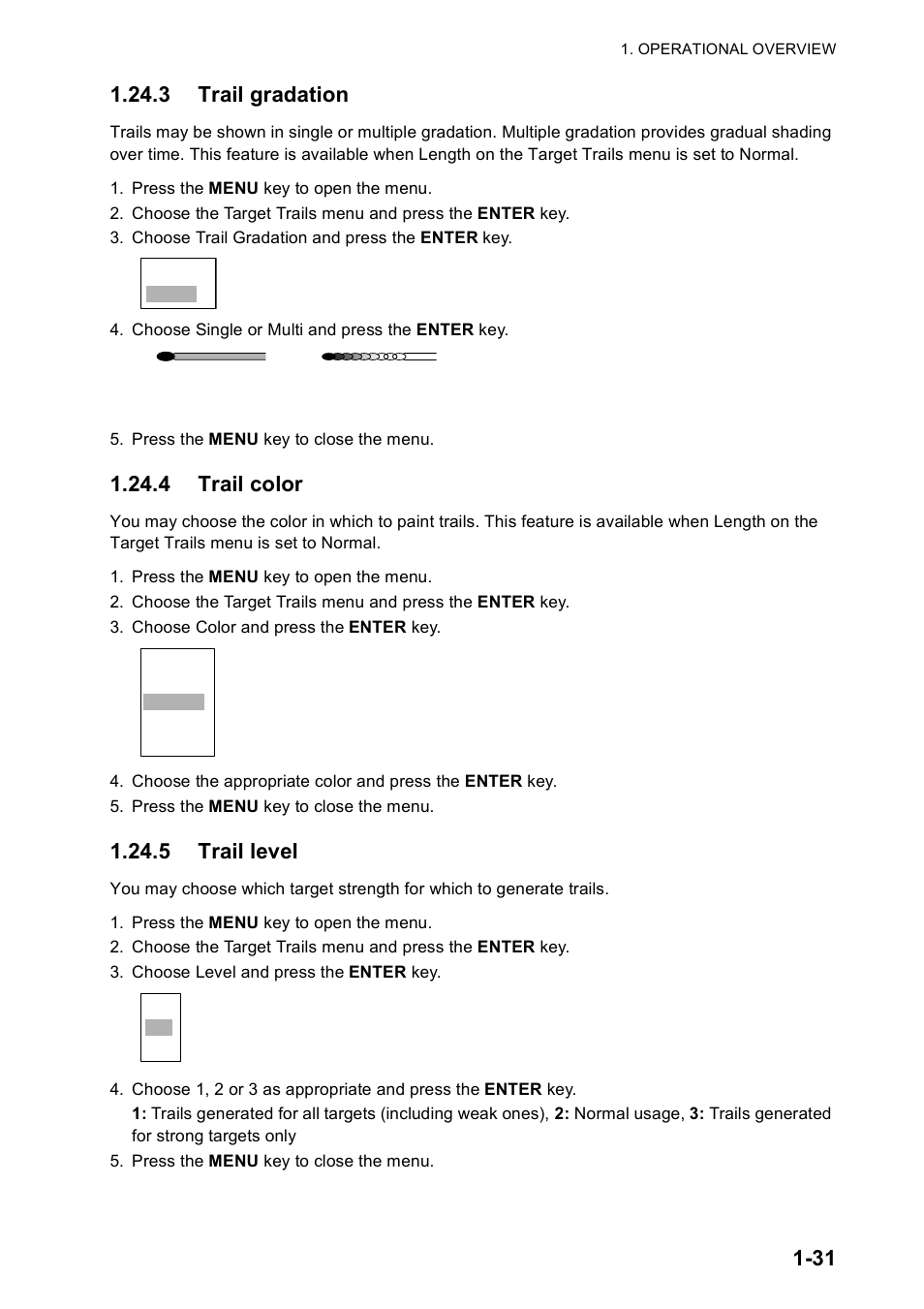 4 trail color, 5 trail level | Furuno FR-8122 EU User Manual | Page 42 / 120