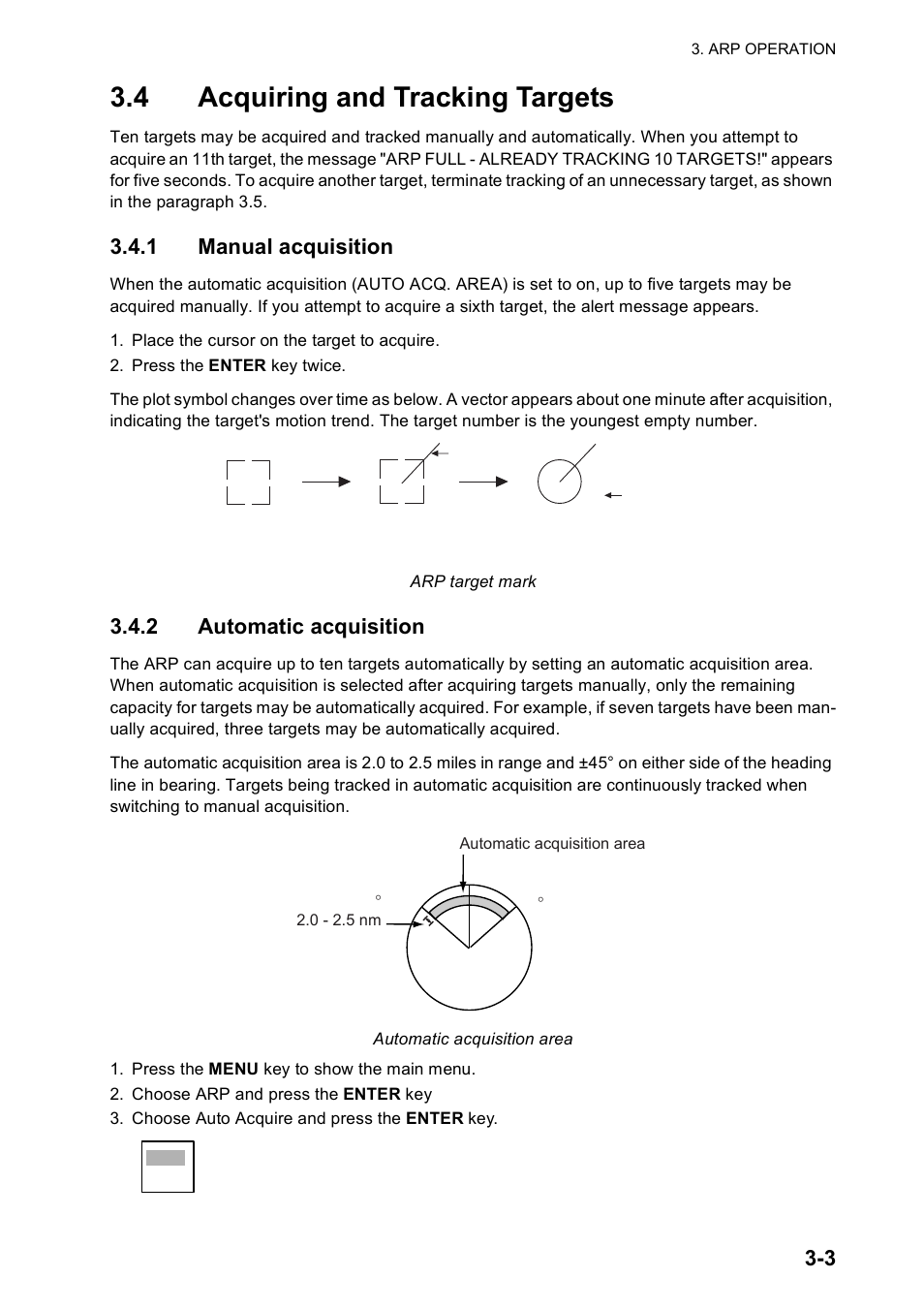 4 acquiring and tracking targets, 1 manual acquisition, 2 automatic acquisition | Furuno FR-8122 EU User Manual | Page 76 / 120