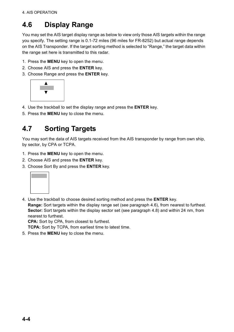 6 display range, 7 sorting targets | Furuno FR-8122 EU User Manual | Page 87 / 120