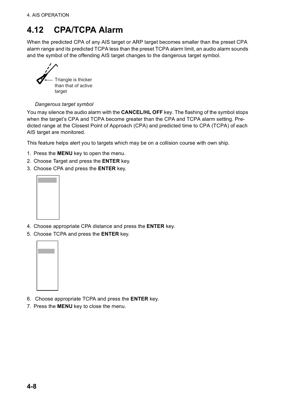 12 cpa/tcpa alarm | Furuno FR-8122 EU User Manual | Page 91 / 120