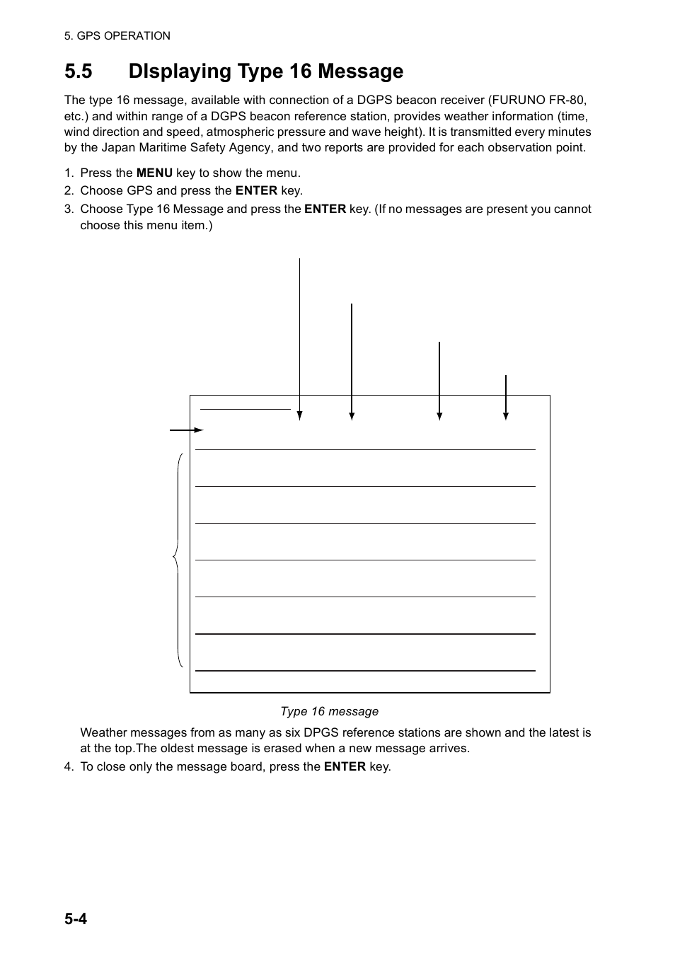 5 displaying type 16 message | Furuno FR-8122 EU User Manual | Page 97 / 120