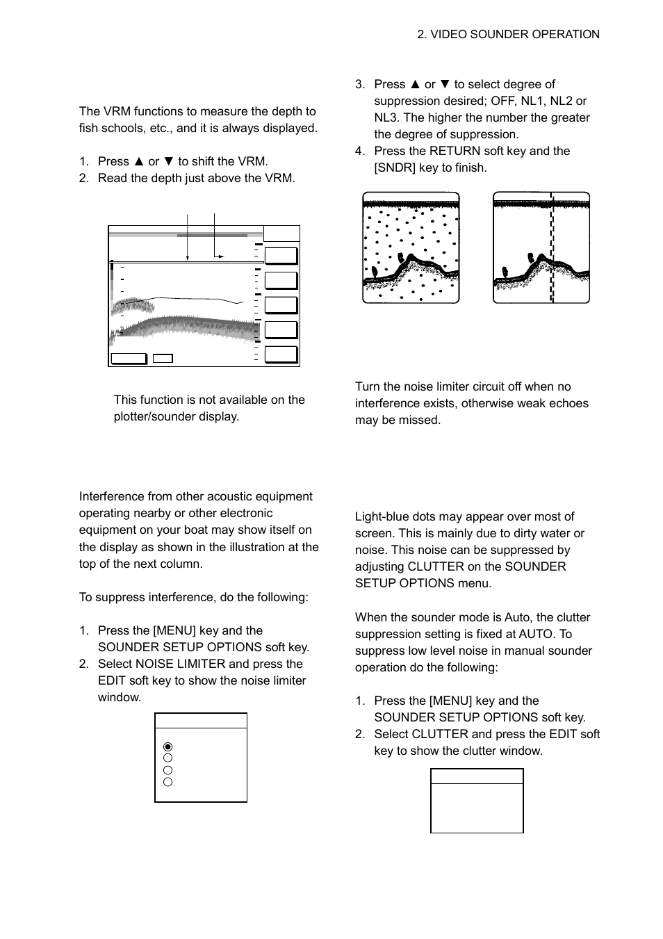 7 measuring depth, 8 suppressing interference, 9 suppressing low level noise | Furuno GP-1650WDF User Manual | Page 21 / 113