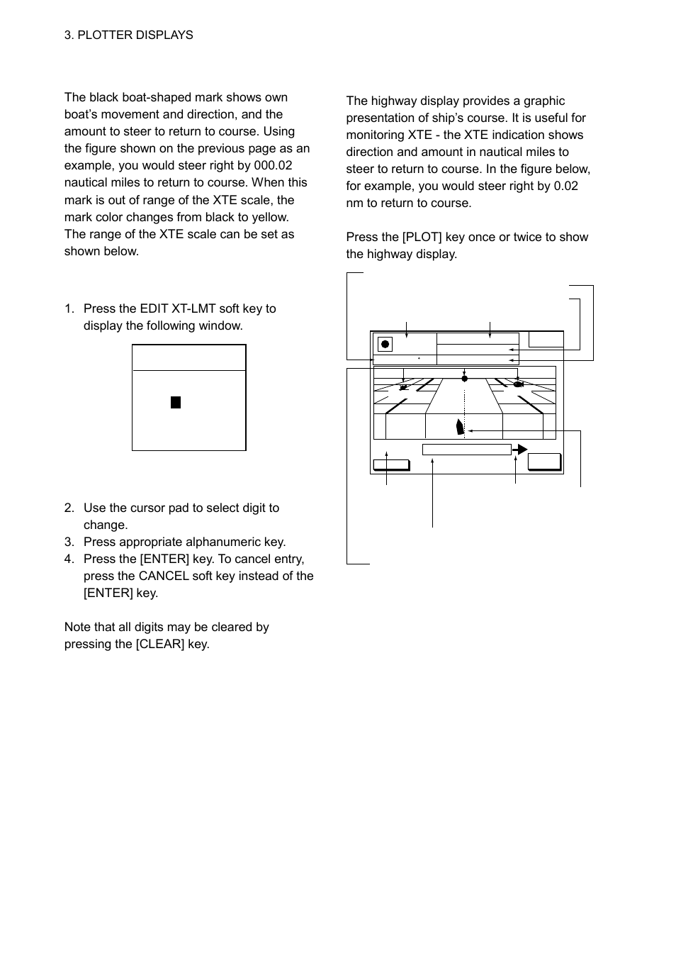 9 highway display, How to read the xte indication, Setting the range of the xte scale | Furuno GP-1650WDF User Manual | Page 34 / 113