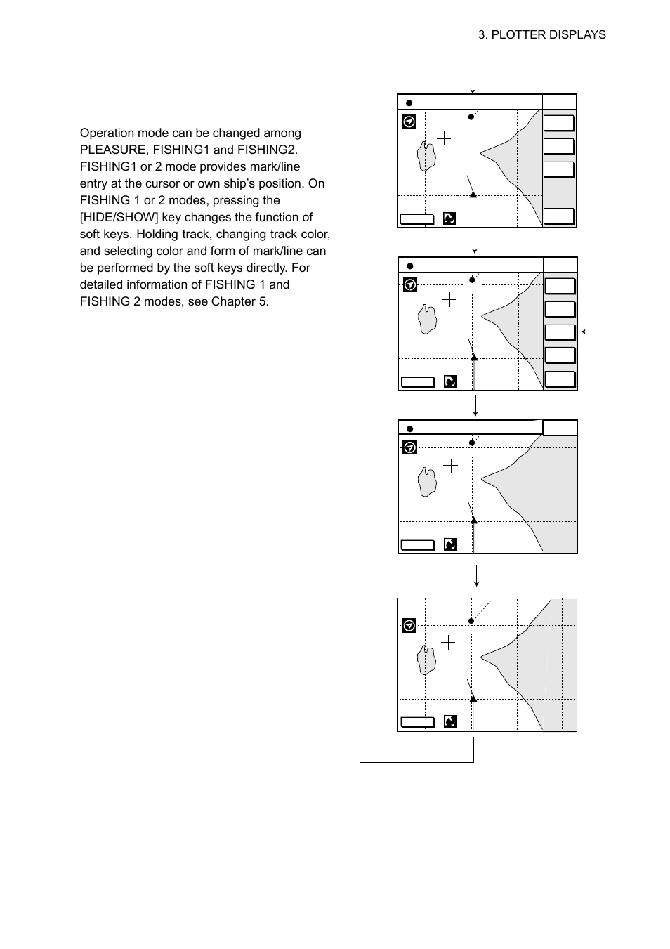 10 changing operation mode, Plotter displays | Furuno GP-1650WDF User Manual | Page 35 / 113