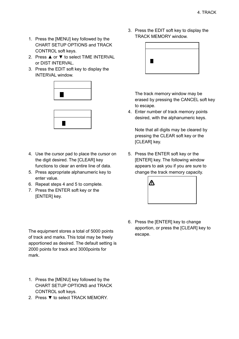 5 changing track memory capacity, 01 m 00 s, 10 nm | Furuno GP-1650WDF User Manual | Page 39 / 113