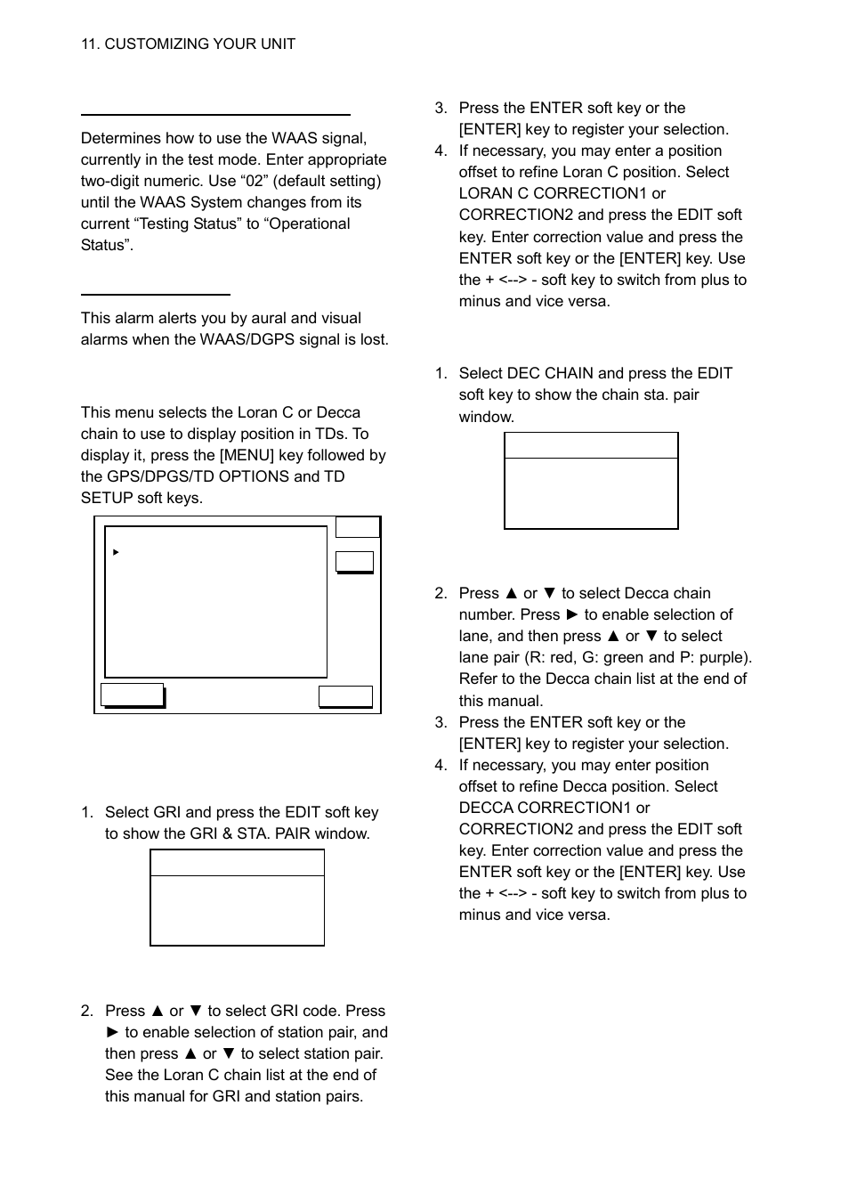 Td setup menu, Displaying loran c tds, Displaying decca tds | Furuno GP-1650WDF User Manual | Page 78 / 113