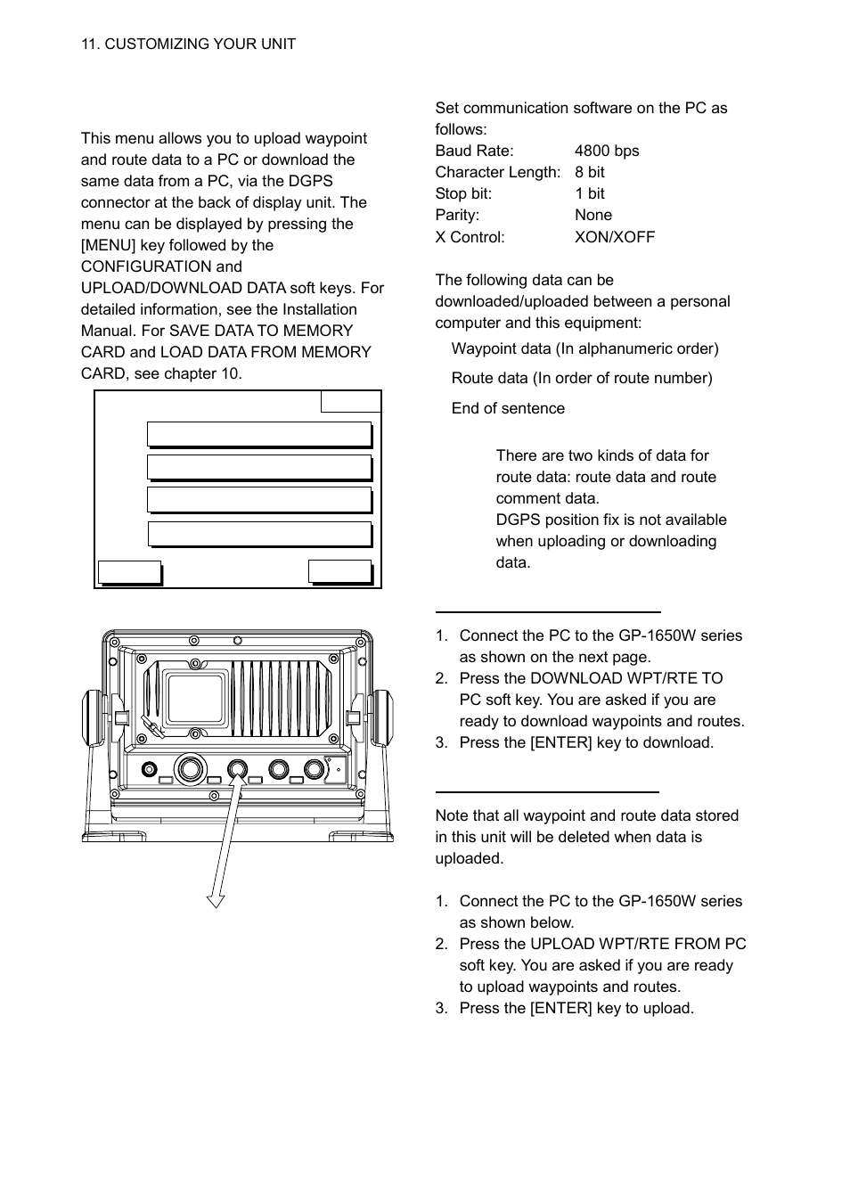 Upload/download data menu | Furuno GP-1650WDF User Manual | Page 82 / 113