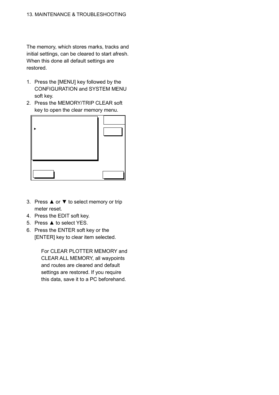 6 clearing memories | Furuno GP-1650WDF User Manual | Page 98 / 113