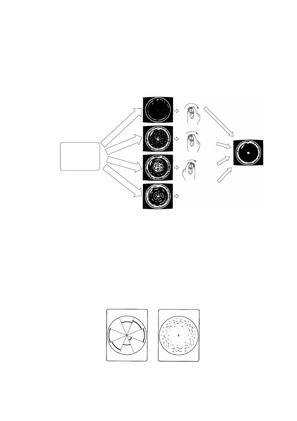 5 adjusting gain, 6 rejecting sonar interference and noise, Figure 2-7 how to set the gain | Figure 2-8 noise and interference | Furuno CH-37 User Manual | Page 23 / 90