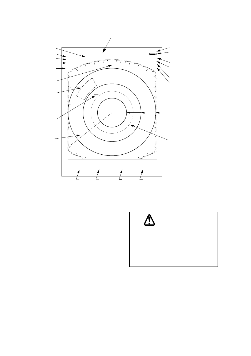 2 display indications and markers, 3 turning the radar on and off, Caution | Figure 2-2 display indications | Furuno 841 MARK-2 User Manual | Page 16 / 58