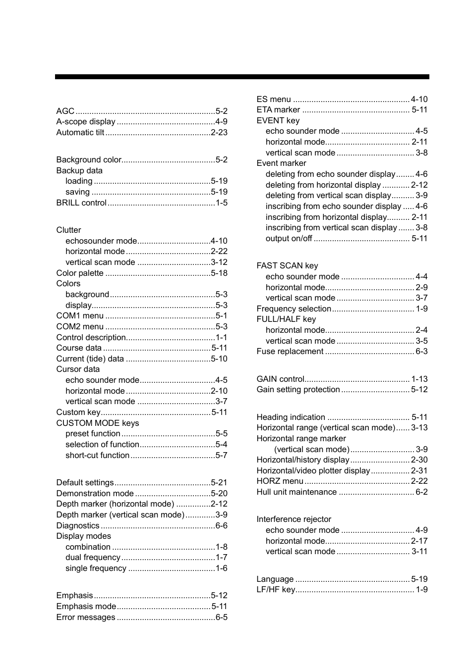 Index, In-1 | Furuno CH-300 User Manual | Page 123 / 124